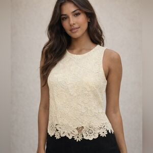 Topshop Cream Floral Lace Top Size 2